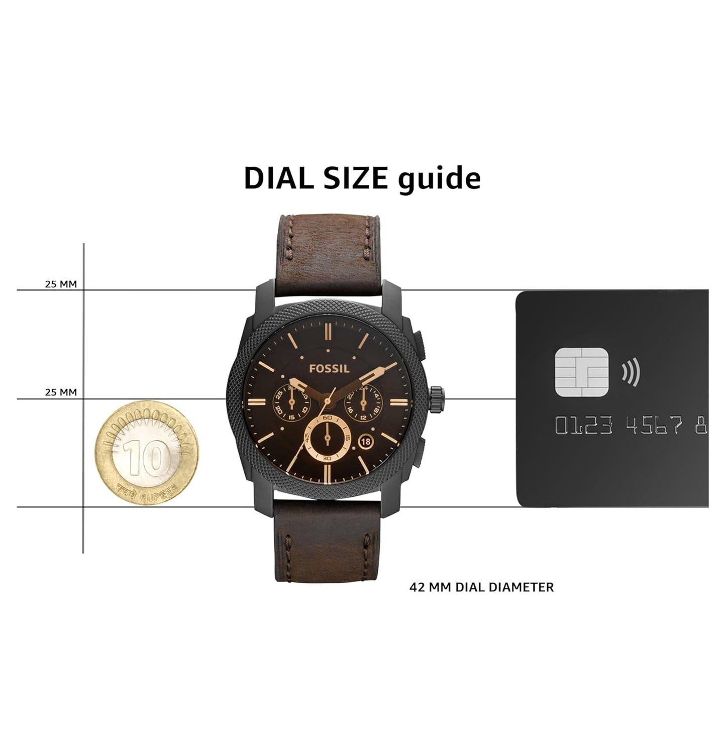 Fossil Men Leather Machine Analog Black Dial Watch-Fs4656, Band Color-Brown