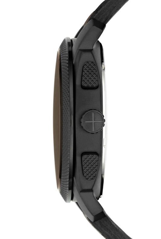 Fossil Men Leather Machine Analog Black Dial Watch-Fs4656, Band Color-Brown