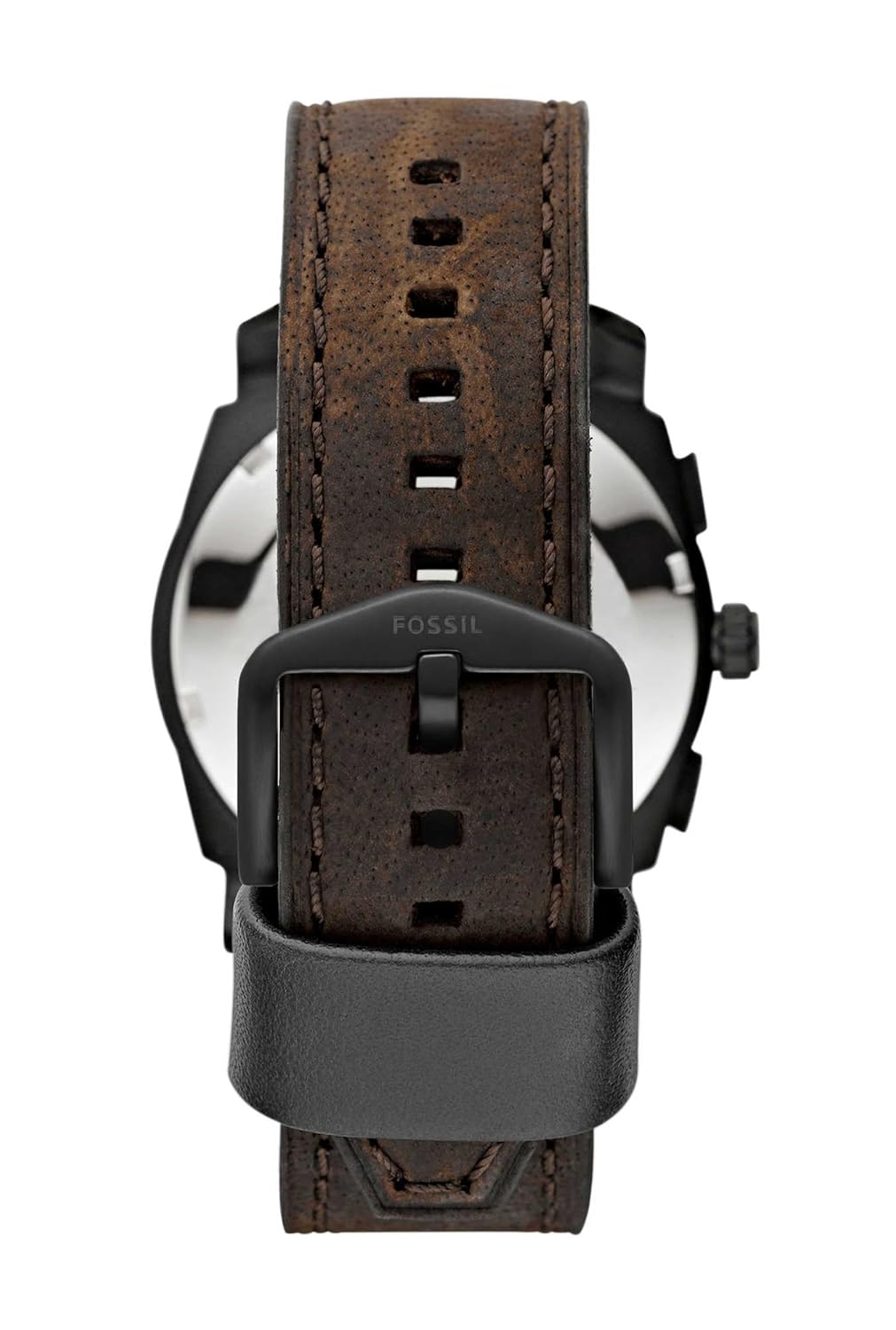Fossil Men Leather Machine Analog Black Dial Watch-Fs4656, Band Color-Brown